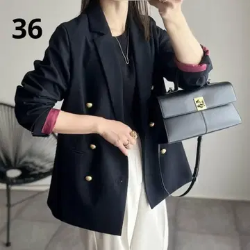 네이비 금 버튼 테일러드 자켓 더블 36 사이즈