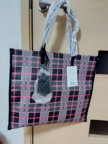 컨버스 도쿄 ( CONVERSE TOKYO ) 핑크 체크 무늬 토트백