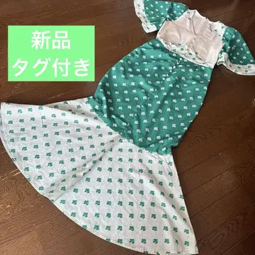 택 포함 새상품 SLY 롱 원피스 피피 꽃무늬 그린