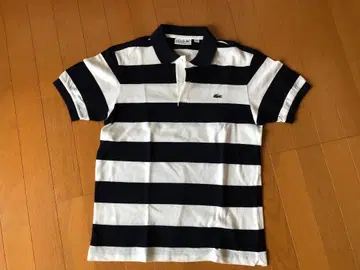 LACOSTE 네이비/화이트 스트라이프 피케 셔츠 M