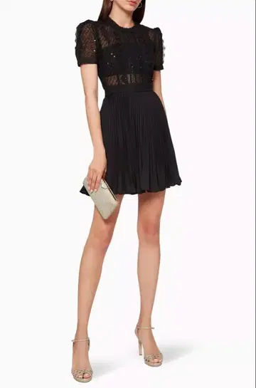 Self-Portrait Sequin Mesh Puff Sleeve