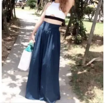 ALEXIA STAM 슬릿 와이드 팬츠