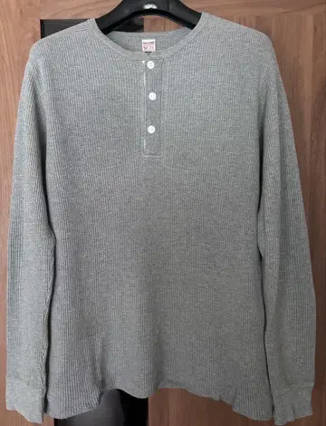 리얼맥코이 와플 써멀 헨리넥 셔츠 그레이 L