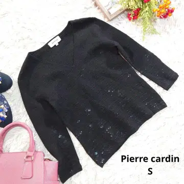 Pierre cardin 니트 ( S ) 블랙/V넥/스팽글 포함