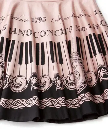 택 포함 미사용 새상품 콘체르토 카르테 스커트 피아노 건반 핑크