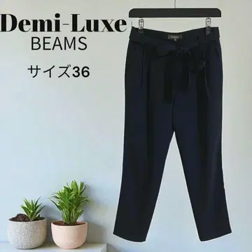 [새상품급] Demi-Luxe BEAMS 리본 벨트 테이퍼드 팬츠 블랙