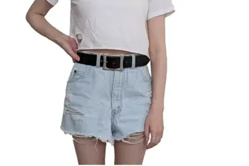 도치기 가죽 벨트 (블랙) 니켈 배럴 도금 버클 40mm 폭 통가죽