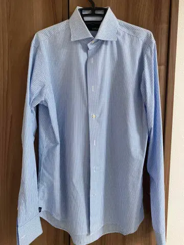 LARDINI 긴팔 와이셔츠 스카이블루 스트라이프 40