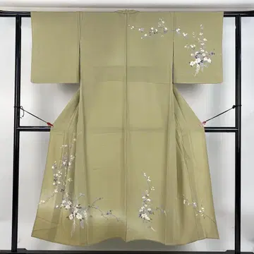 호몬기 단의 순수 실크 수제 염색 크레이프 원단 중고 꽃