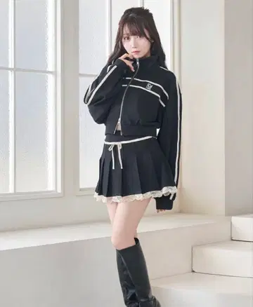 로제 뮤즈 line jersey skirt set 블랙