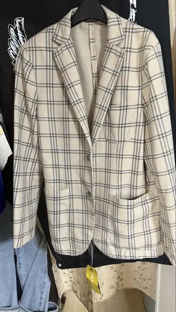 AT.P.CO 베이지 체크 테일러드 자켓