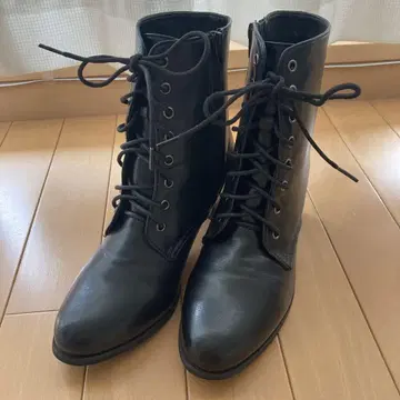 졸업 성인식 블랙 가죽 레이스업 부츠