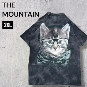 레어 2XL THE MOUNTAIN 고양이 안경 아트T셔츠 빅 사이즈