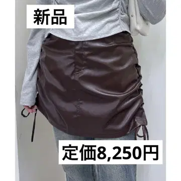 [ mystic ] 새상품 가죽 개더 스커트 y2k