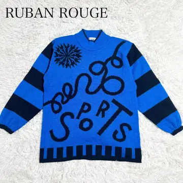 [ RUBAN ROUGE ] 올 패턴 디자인 니트 스웨터 블루 블랙 긴팔