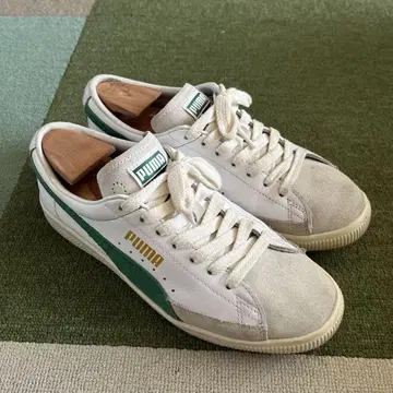 PUMA 화이트/그린 스니커즈 바스켓 90680