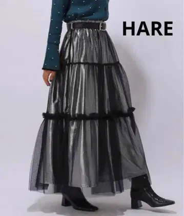 [ 완판템 ] HARE 튤 레이어 개더 스커트 실버 메탈릭