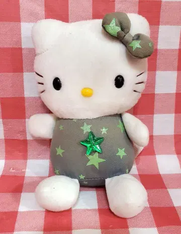 에이코 헬로키티 봉제 인형 마스코트 데님 그린