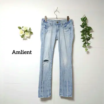 Amlient 데미지 데님 청바지 M 스트레이트 데님 슬림