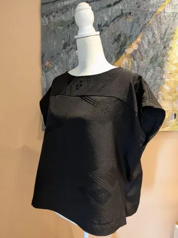 순수 실크 블랙 기모노 리메이크 프렌치 슬리브 풀오버 상의