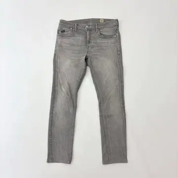 야누크 USED 가공 타이트 슬림 데님 팬츠 일본제 그레이 계열 32