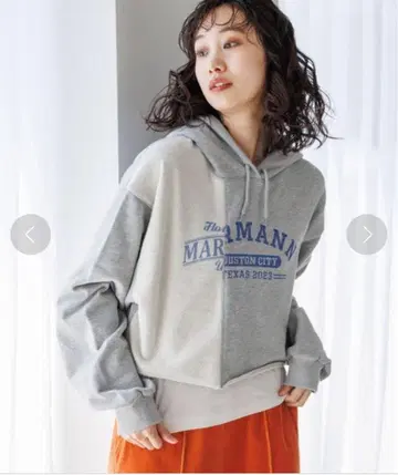 niko and - 레이어풍 숏 로고 후드티 그레이 M 사이즈
