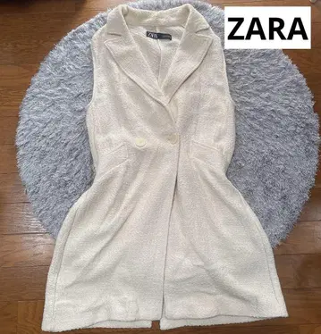 [ 새상품급 ] ZARA 트위드 코튼 롱베스트 아이보리 S 자라
