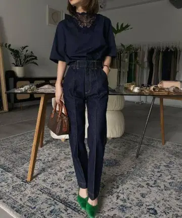 CENTER PRESS STRAIGHT DENIM 인디고 블루 25