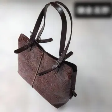 가마쿠라 타카노 천연 가죽 꽃무늬 토트백
