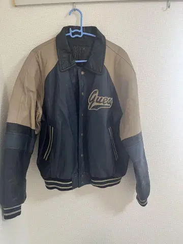 Guess 가죽 바시티 자켓