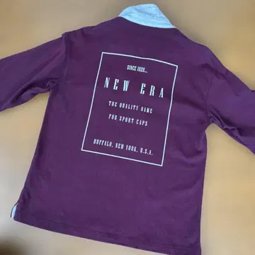 New Era 버건디 긴팔 피케 셔츠 M