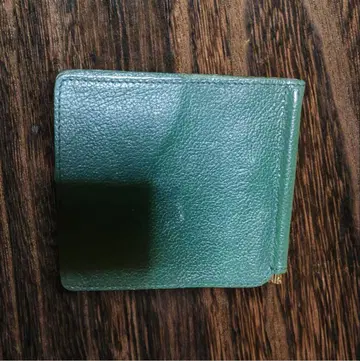 일비종떼 그린 가죽 이단 접이식 머니클립