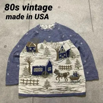 80s USA제 빈티지 노르딕 ART 아트 풍경화 설경 L