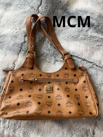 MCM 브라운 토트백 로고 프린트