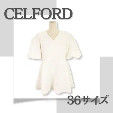 CELFORD 페플럼 플레어 볼륨 소매 5부 소매 튜닉