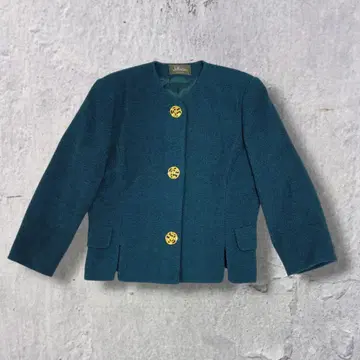 90s J'ai Vingtaine 골드 버튼 노카라 자켓 그린