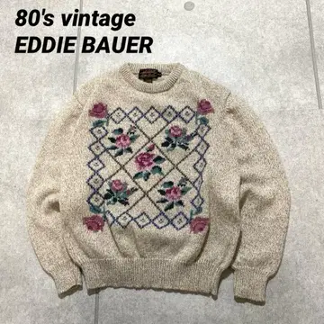 80s 빈티지 EDDIE BAUER 보태니컬 꽃무늬 블랙 택