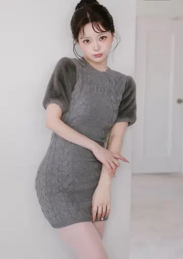 darich 암퍼 케이블 니트 미니 원피스