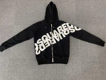 DSQUARED2 블랙 풀 집업 후드티 S