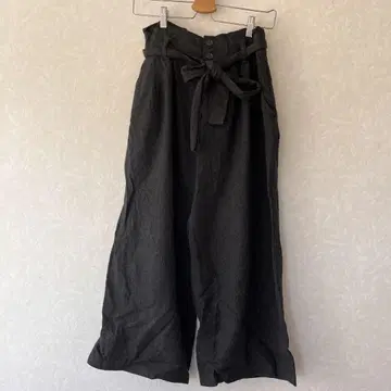 다크 그레이 와이드 팬츠 리본 포함