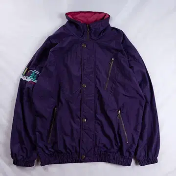 빈티지 구제 의류 90s 자수 풍경 레트로 퍼플 스키 점퍼 블루종