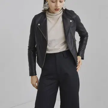 UNITED TOKYO 블랙 램 가죽 라이더 자켓 사이즈 1