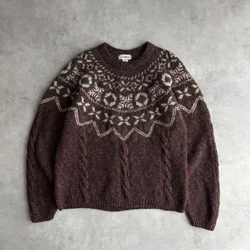 80s~90s 엘엘빈 울 니트 노르딕 무늬 구심 무늬