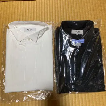 ROH 신랑 턱시도 셔츠 화이트 블랙 LL