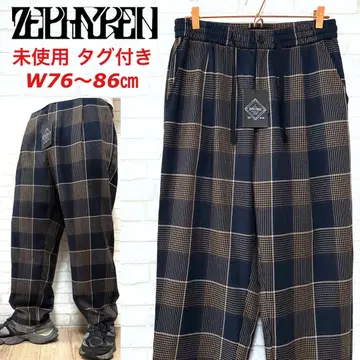 [ 미사용 택 포함 ] ZEPHYREN 체크 무늬 와이드 이지 팬츠 8부