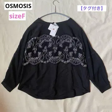 [ 택 포함 ] OSMOSIS 레이스 모티브 블라우스 블랙 원사이즈
