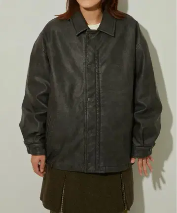 NAUTICA 노티카 얼룩 가공 인조 가죽 블루종 가죽 자켓