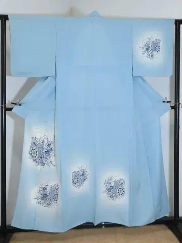순수 실크 로지츠케하게 기모노 고쇼구루마에 꽃 일본 이름 담수색