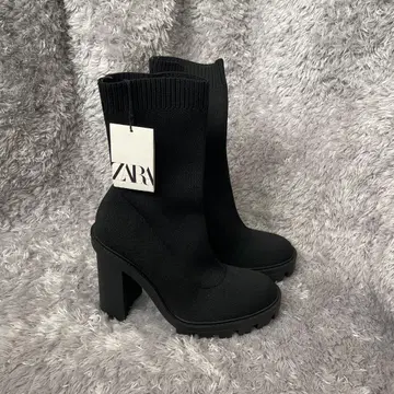 삭스 부츠 스트레치 부츠 삭스 블랙 통굽 38