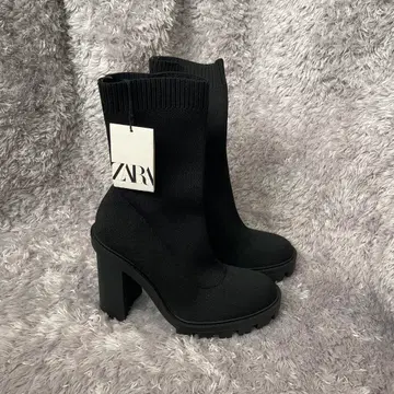 삭스 부츠 스트레치 부츠 삭스 블랙 통굽 38